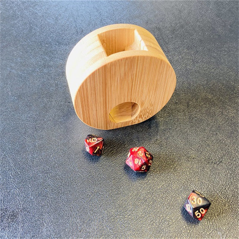 Mini Portable Bamboo Wooden Board Game Dice Tower Storage Box