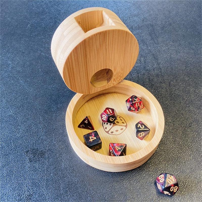 Mini Portable Bamboo Wooden Board Game Dice Tower Storage Box