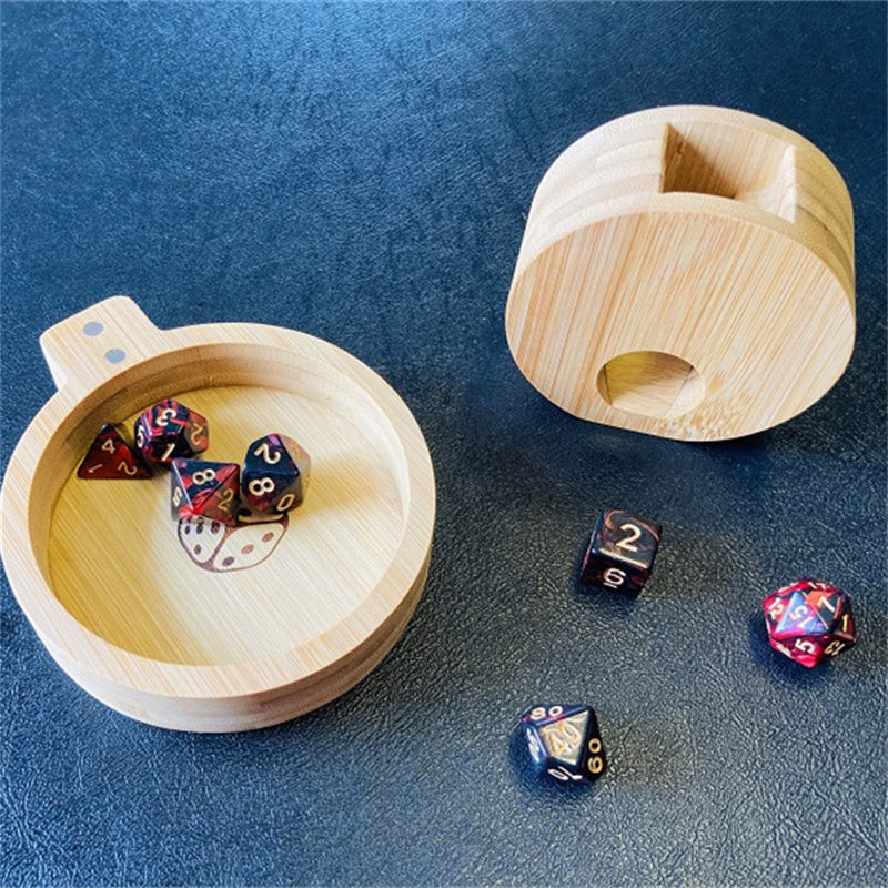 Mini Portable Bamboo Wooden Board Game Dice Tower Storage Box