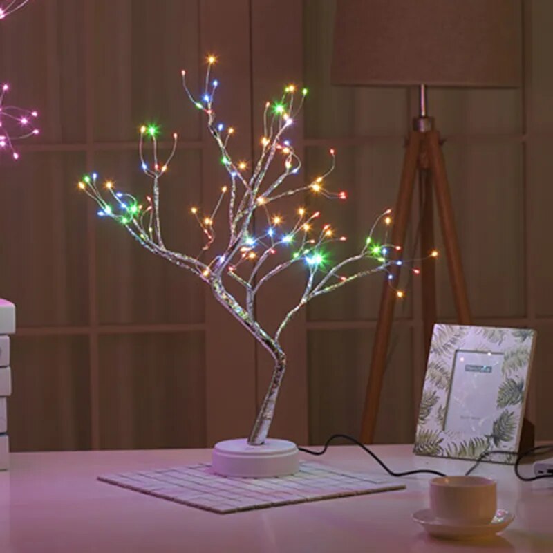 LED Night Lights Mini Christmas Tree Table Lamp Garland Fairy String Light Kid Gifts Home Indoor Room Decor Christmas Decoration