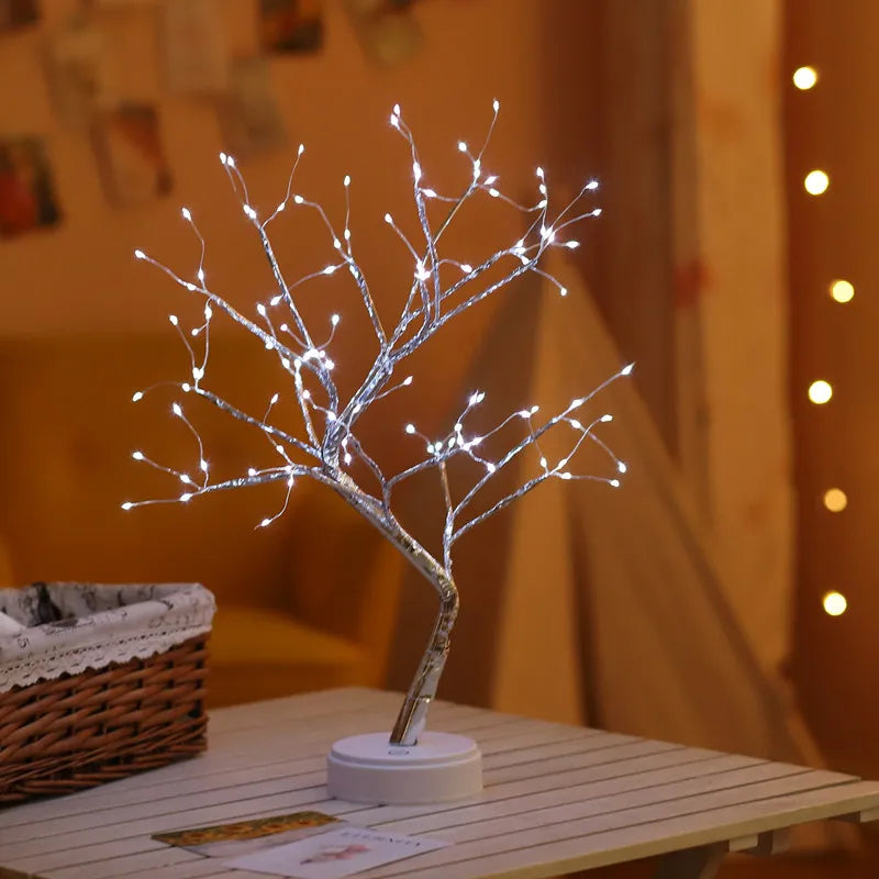 LED Night Lights Mini Christmas Tree Table Lamp Garland Fairy String Light Kid Gifts Home Indoor Room Decor Christmas Decoration