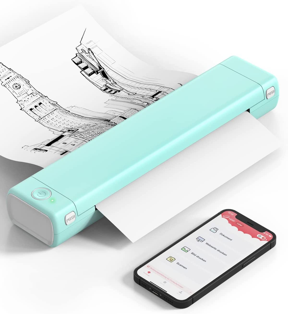 Phomemo M08F Thermal Printer A4 Portable Printer Inkless Bluethooth Printer DIY A4 Paper 203dpi for Study School Home Office