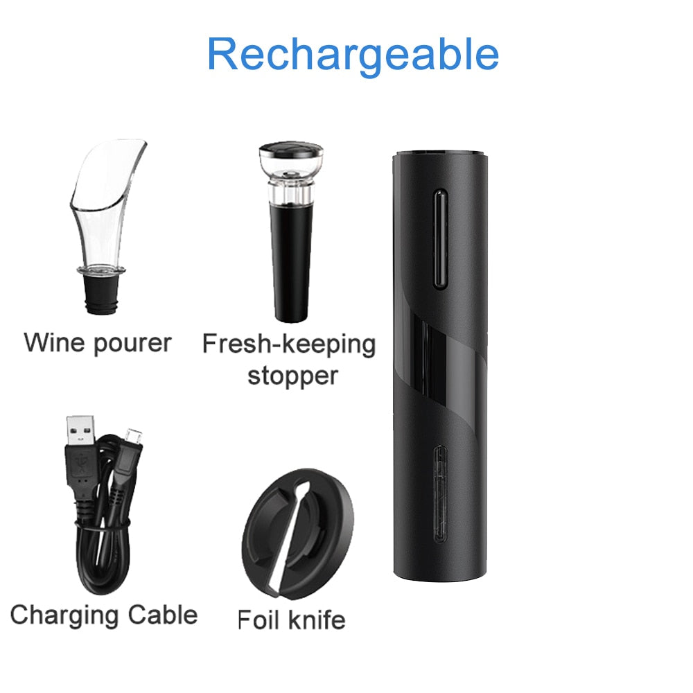 Rechargeable Electric Wine Bottle Opener Automatic Red Wine Corkscrew Foil Cutter for Party Bar Red Wine Lover & Wedding Gifts