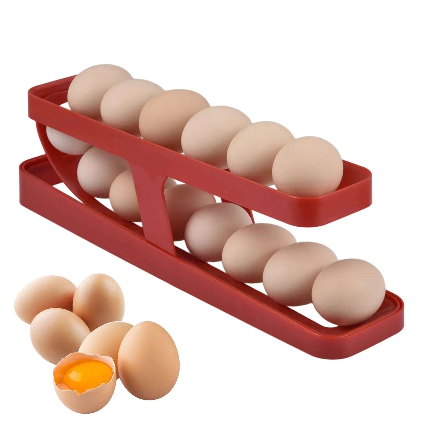 Automatic Scrolling Egg Rack Holder Storage Box Egg Basket Container Organizer Rolldown Refrigerator Egg Dispenser For Kitchen