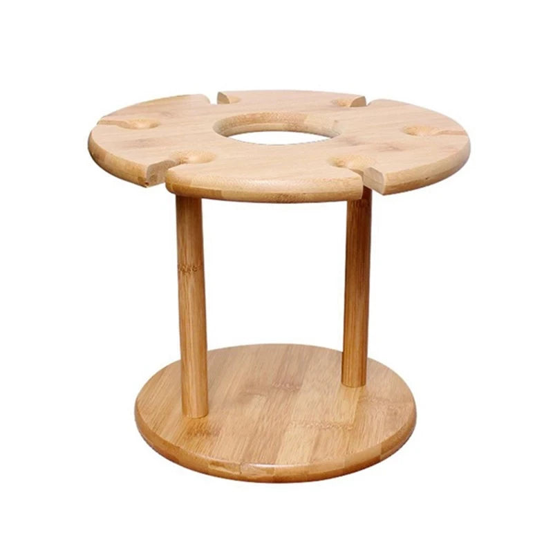 Wine Glass Holder Bamboo Tabletop Wine Glass Drying Racks Camping for 6 Glass and 1 Wine Bottle Wine Bottle Holder Wine Rack