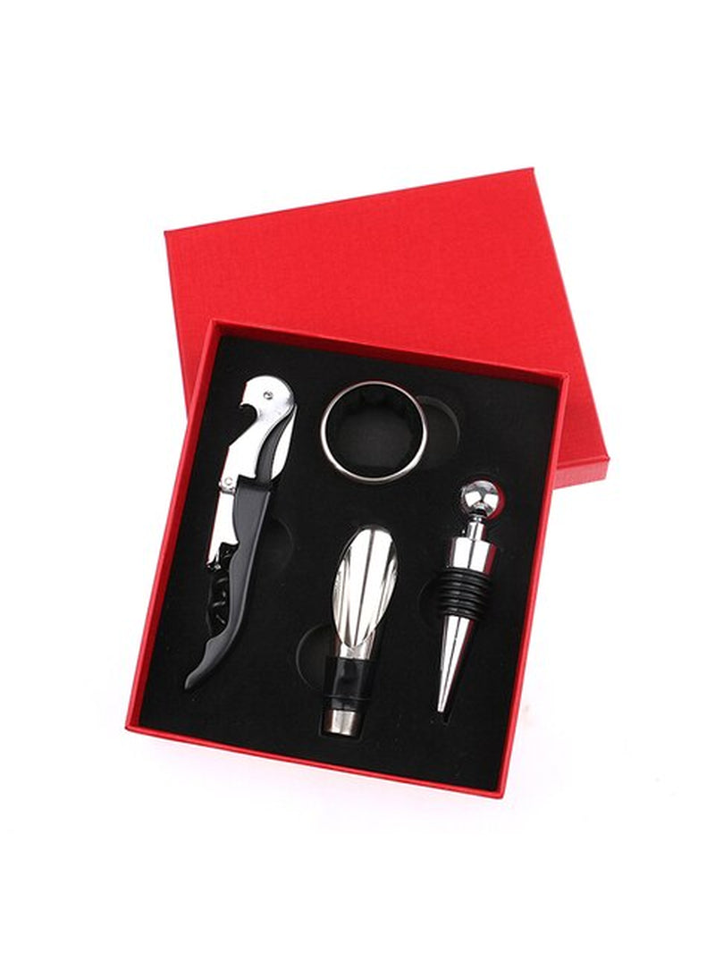 Wine Aerator Pourer Wine Opener Set 4Pieces Pressure Bottle Opener Wine Pour Spout,Stoppers Bottle Opener Wine Stopper