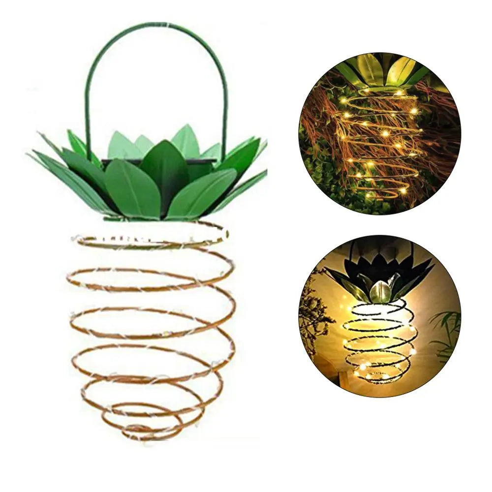 Solar Garden Lights Pineapple Shape Outdoor Solar Hanging Light Waterproof Wall Lamp Fairy Night Lights Iron Wire Art Home Decor