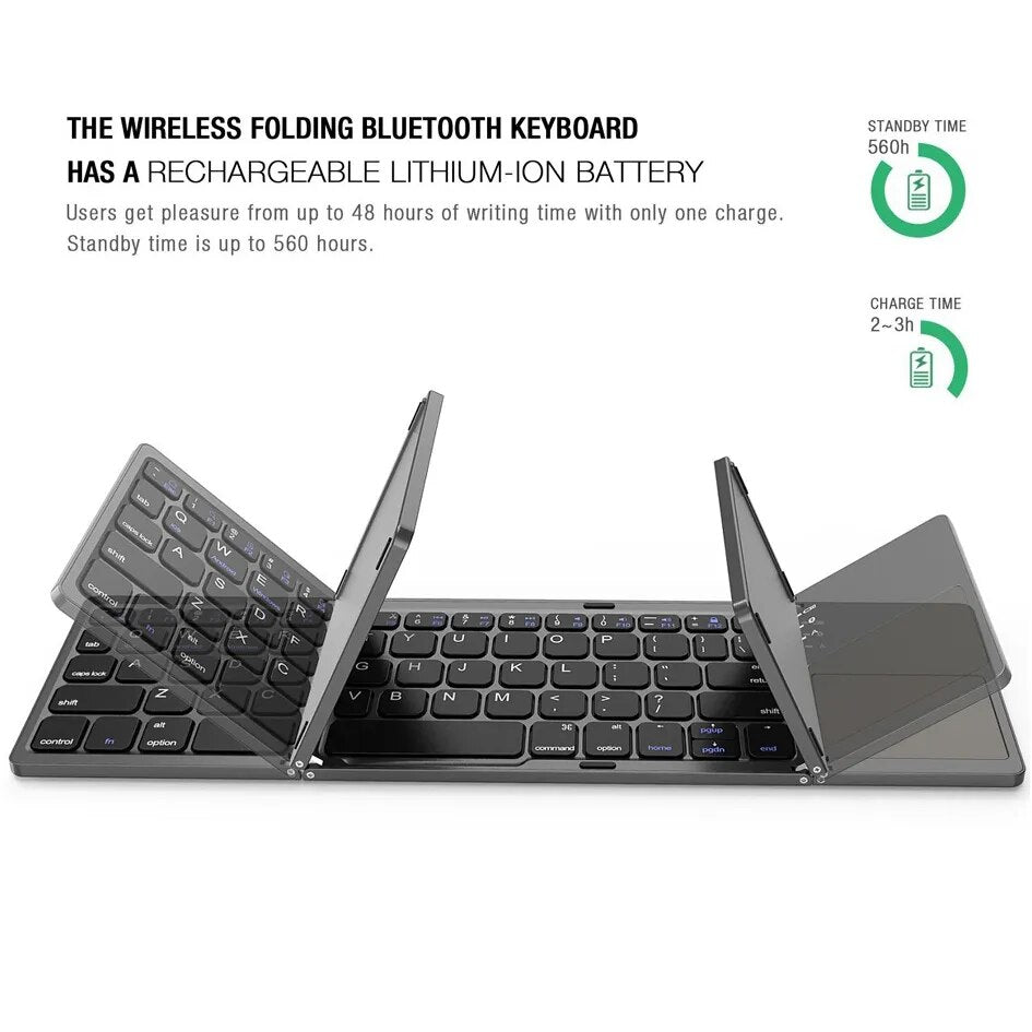 Keyboard B033 Mini Folding Keyboard Bluetooth Foldable Wireless Keypad With Touchpad For Windows,Android,ios Tablet ipad Phone