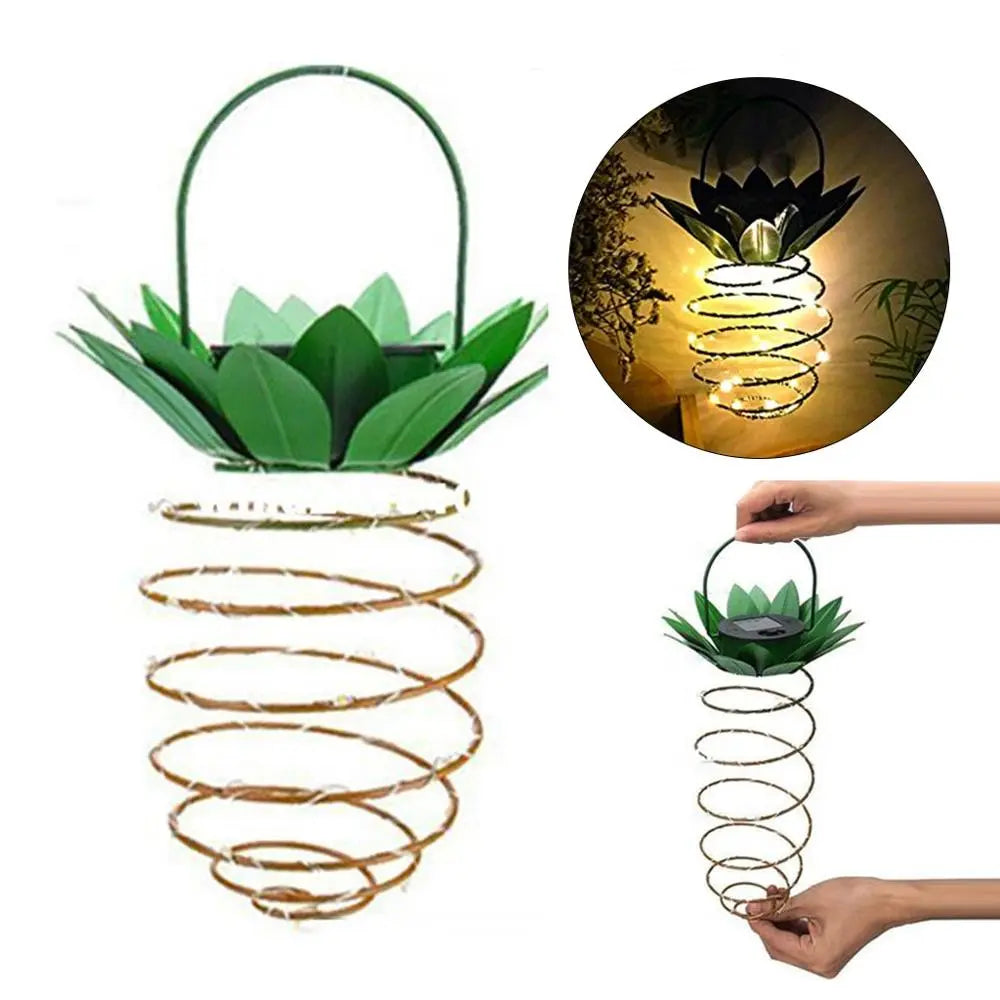 Solar Garden Lights Pineapple Shape Outdoor Solar Hanging Light Waterproof Wall Lamp Fairy Night Lights Iron Wire Art Home Decor