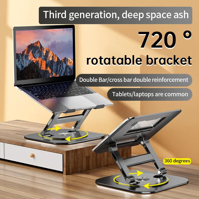 MC 928 Laptop Stand 360° Rotatable Foldable Aluminum Alloy Notebook Holder Compatible 17 Inch Macbook Air Pro Laptop Bracket