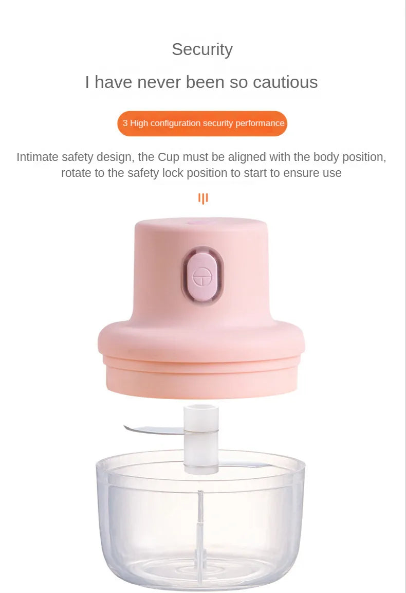 Electric Kitchen Chopper Garlic Masher Meat Grinder Mini Food Garlic Vegetable Chopper Crusher Rechargeable Food Processor