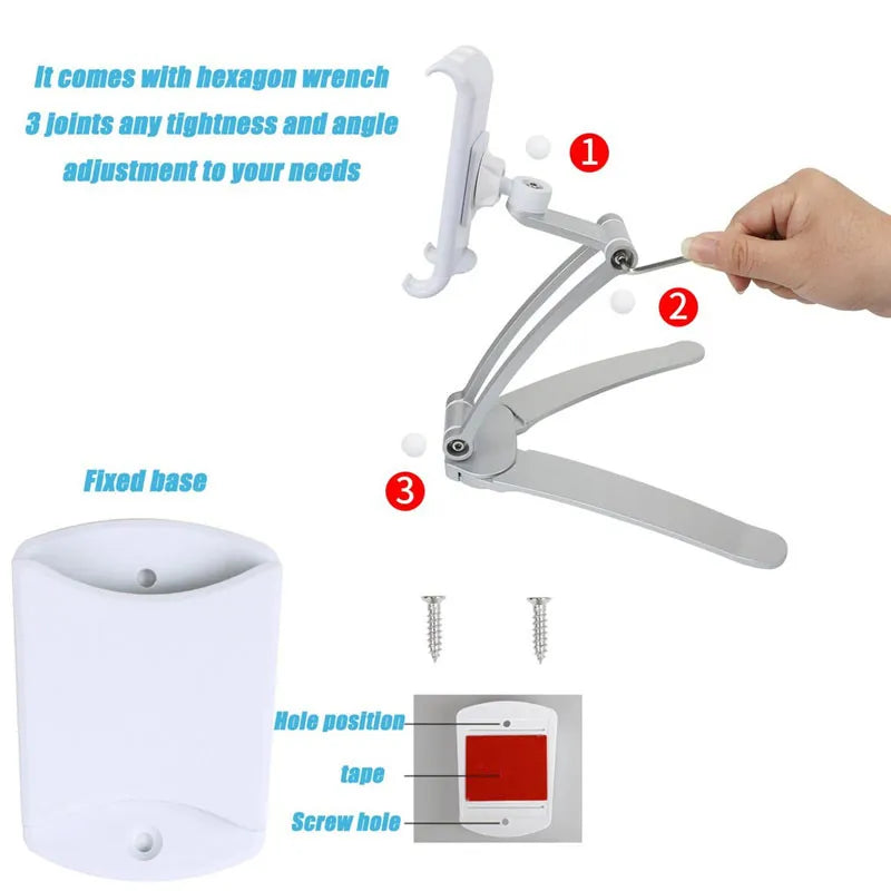 Tablet Mount Stand Adjustable 2-in-1 Kitchen Wall Mount Stand for iPad Air Mini Pro Desktop Holder for iPad Samsung