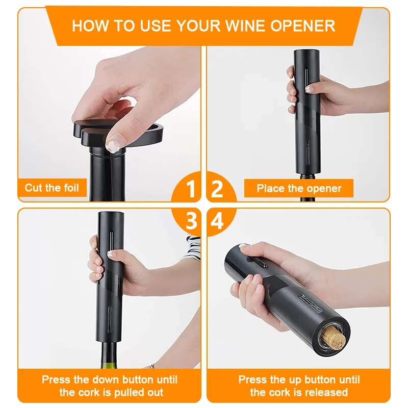 Rechargeable Electric Wine Bottle Opener Automatic Red Wine Corkscrew Foil Cutter for Party Bar Red Wine Lover & Wedding Gifts
