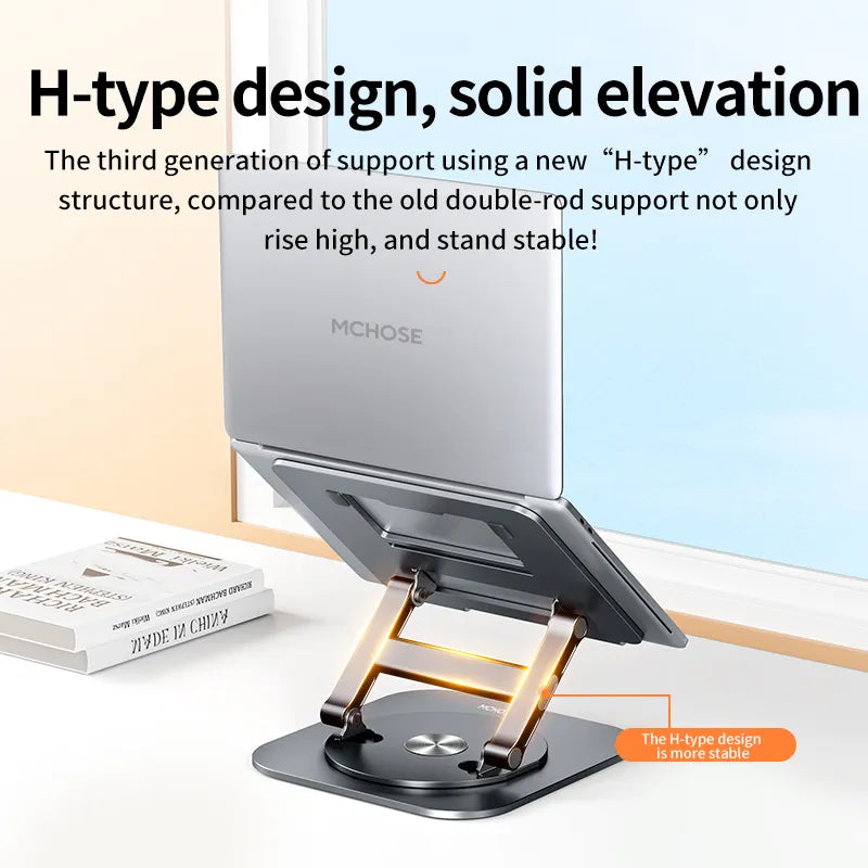 MC 928 Laptop Stand 360° Rotatable Foldable Aluminum Alloy Notebook Holder Compatible 17 Inch Macbook Air Pro Laptop Bracket