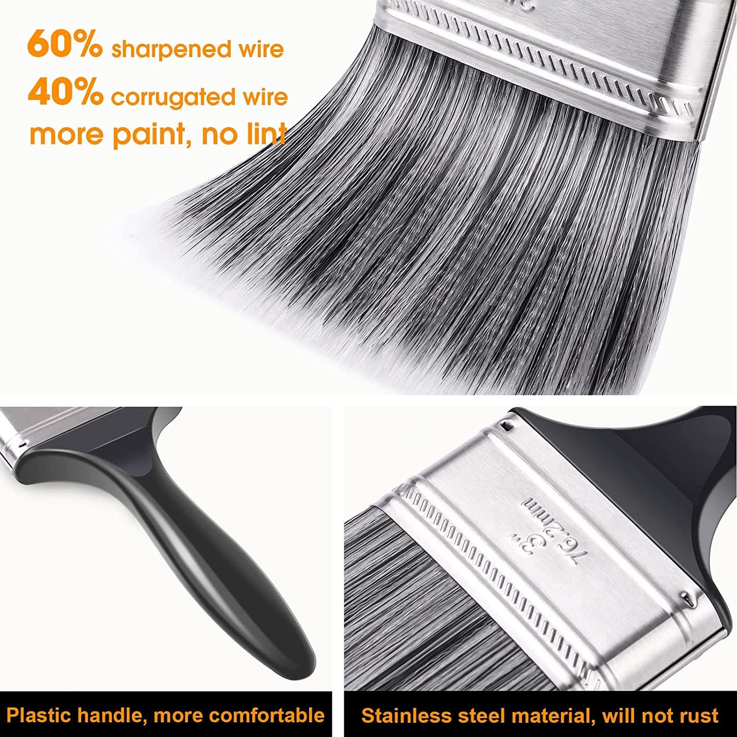 Paint Brush Set, Paint Brushes Decorating Set 4 Pack, Decking Paint Brush, Wall Paint Brushes for DIY Wood Gloss Wall Furniture Cabinet Fence Decking Indoor & Outdoor Painting