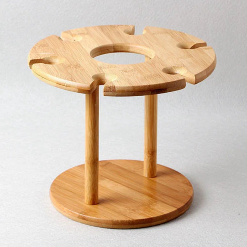 Wine Glass Holder Bamboo Tabletop Wine Glass Drying Racks Camping for 6 Glass and 1 Wine Bottle Wine Bottle Holder Wine Rack