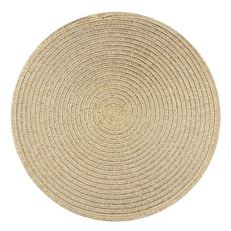 6Pcs/Set round Braided Placemats Washable Kitchen Table Placemats for Home Wedding Party 38/32CM Gold/Beige/Sliver/Gray/Colorful