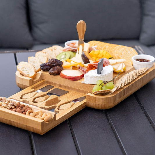 Bamboo Cheese Board Four-piece Set Of Stainless Steel Knives
