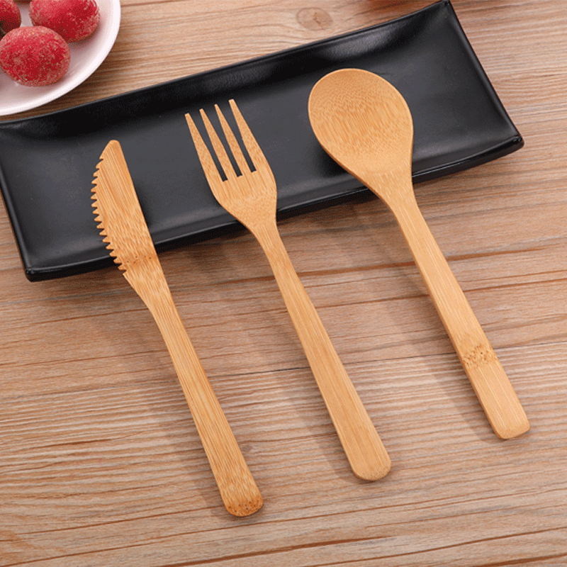 Eco-friendly And Degradable Bamboo Knife Fork And Spoon Set
