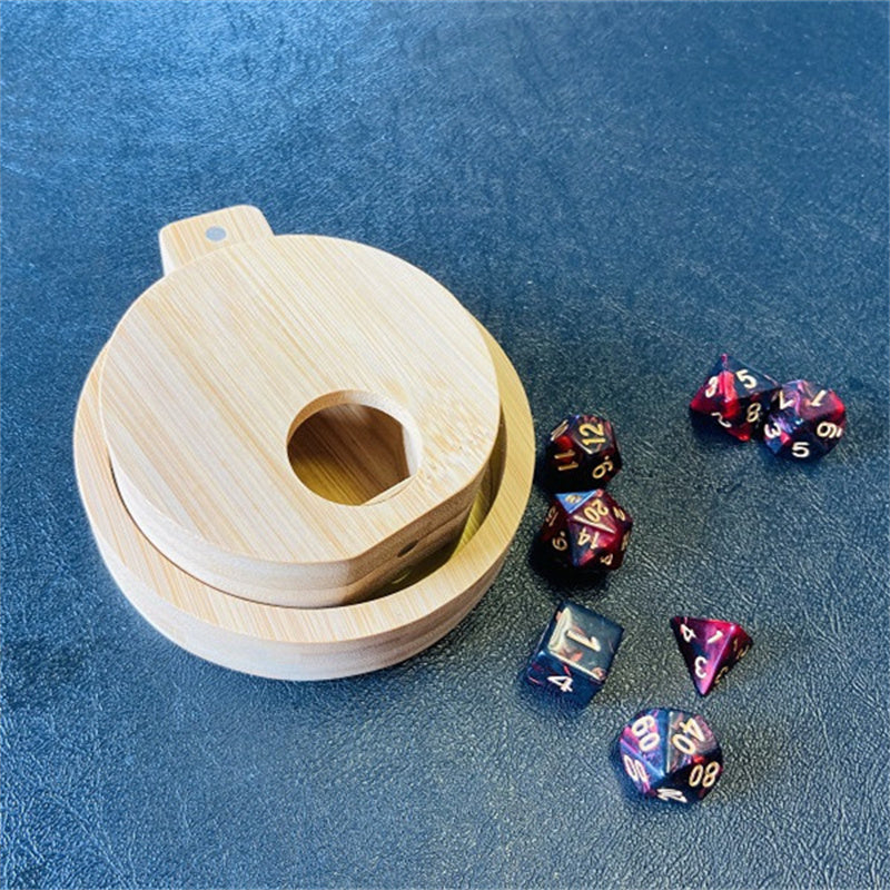 Mini Portable Bamboo Wooden Board Game Dice Tower Storage Box