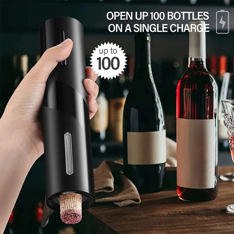 Electric Wine Bottle Opener with Foil Cutter One-click Button Rechargeable Automatic Red Wine Corkscrew for Party Bar Wine Lover