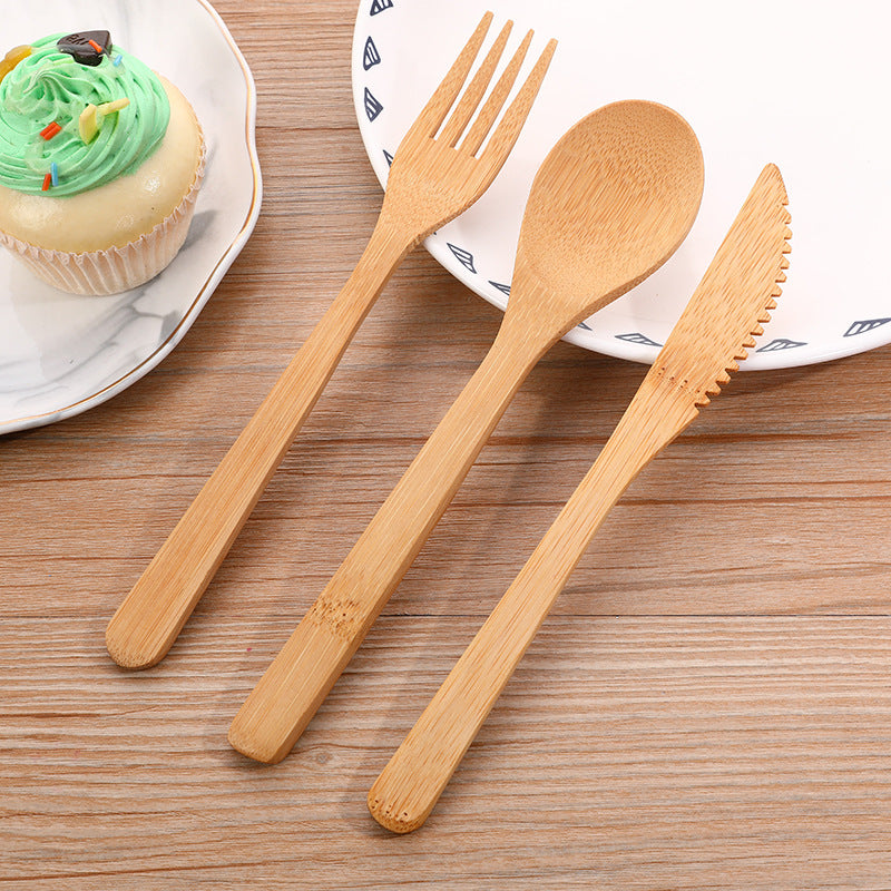 Eco-friendly And Degradable Bamboo Knife Fork And Spoon Set