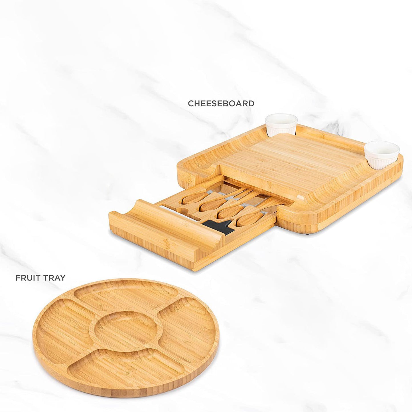 Bamboo Cheese Board Four-piece Set Of Stainless Steel Knives