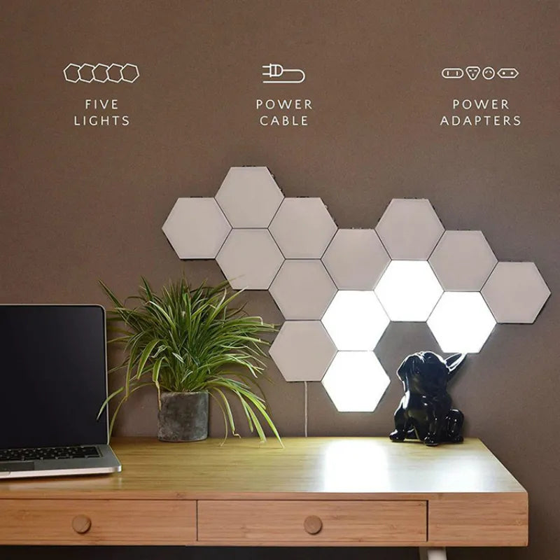 LED DIY Hexagonal Wall Lamp Bedroom Decor Night Light Touch Sensor Magnetic Quantum Lamps for Home Decoration Honeycomb Lights