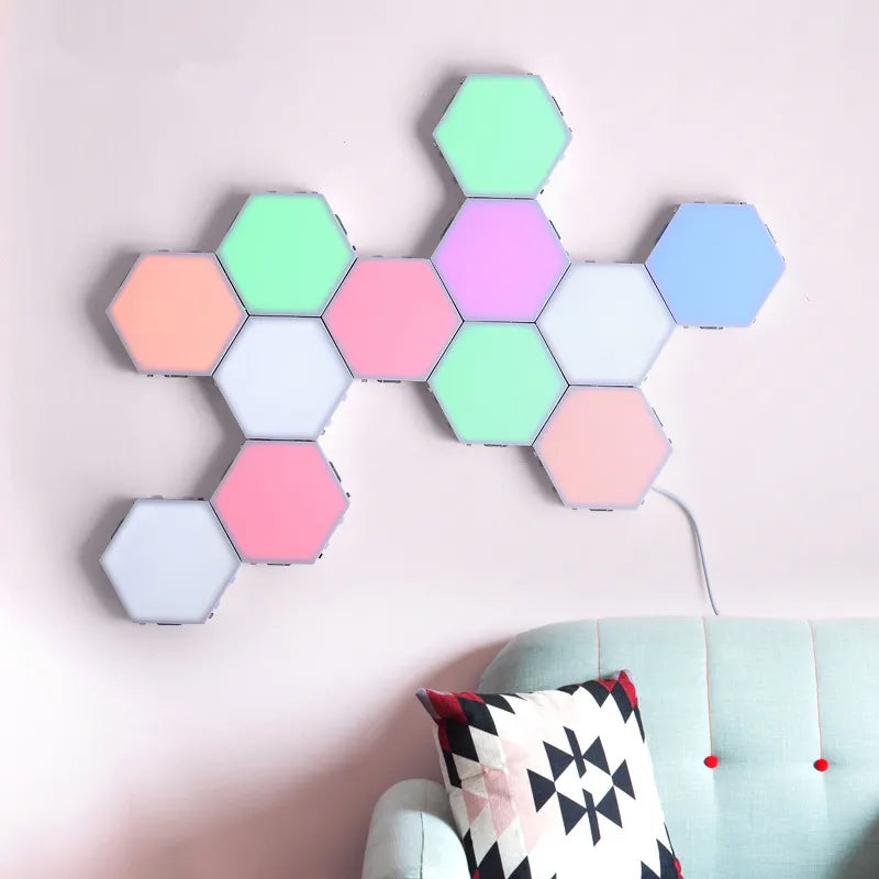 LED DIY Hexagonal Wall Lamp Bedroom Decor Night Light Touch Sensor Magnetic Quantum Lamps for Home Decoration Honeycomb Lights