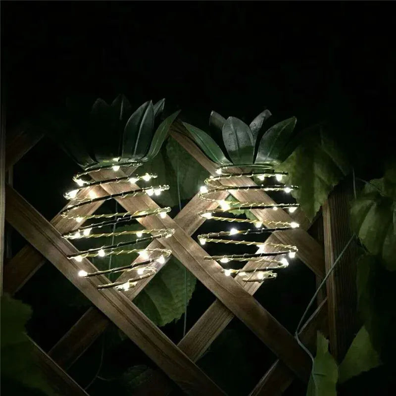 Solar Garden Lights Pineapple Shape Outdoor Solar Hanging Light Waterproof Wall Lamp Fairy Night Lights Iron Wire Art Home Decor
