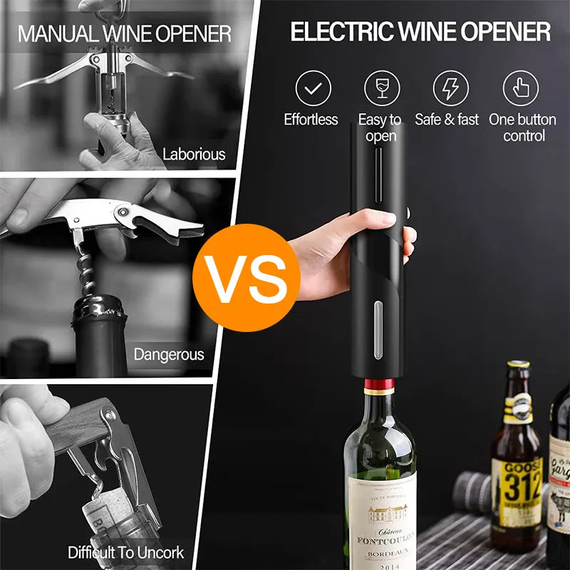 Electric Wine Bottle Opener with Foil Cutter One-click Button Rechargeable Automatic Red Wine Corkscrew for Party Bar Wine Lover