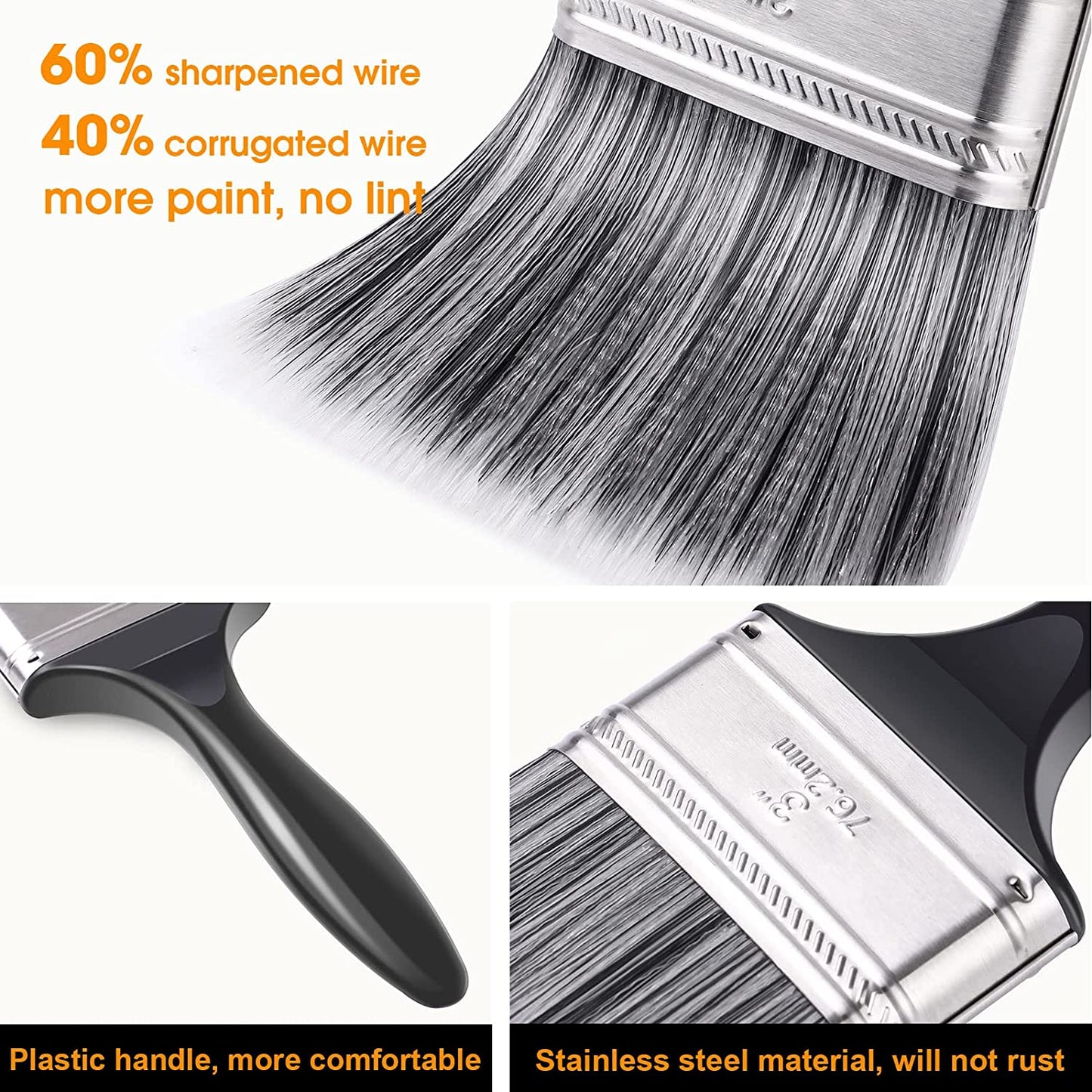 Paint Brush Set,  Paint Brushes Decorating Set 4 Pack, Decking Paint Brush, Wall Paint Brushes for DIY Wood Gloss Wall Furniture Cabinet Fence Decking Indoor & Outdoor Painting