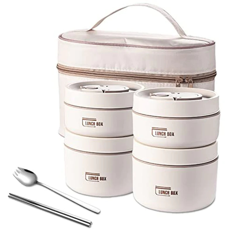 Portable Food Storage Containers Insulated Lunch Container Set Stackable Bento Lunch Box Stainless Steel Lunch Container